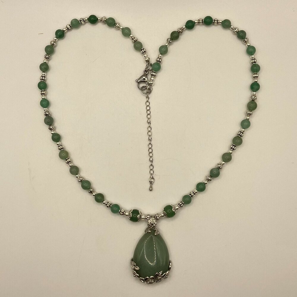 Gorgeous Aventurine Teardrop Pendant Necklace NEW Adjustable Length Handmade